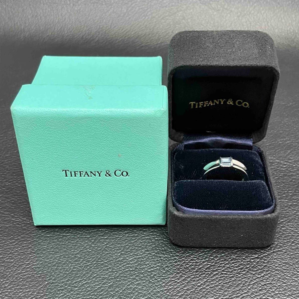 新品仕上済み 箱 付 TIFFANY&Co. ティファニー スタッキング リング 水色石 付 K18 WG 750 9号 5.3g 金 ホワイト ゴールド 指輪の画像7