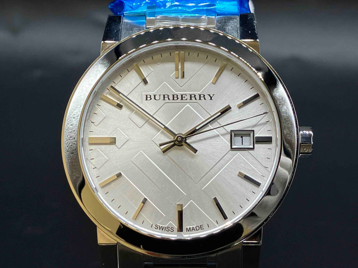 【即決】BURBERRY バーバリー BU9000 シティ シルバー文字盤 デイト メンズ腕時計 クォーツ