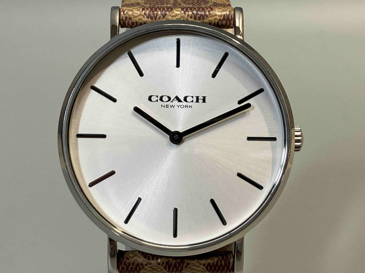 【即決】COACH コーチ CA.120.7.14.1596 シグネチャーベルト シルバー文字盤 クォーツ レザー 革 レディース ブランド 腕時計 ウォッチ_画像1