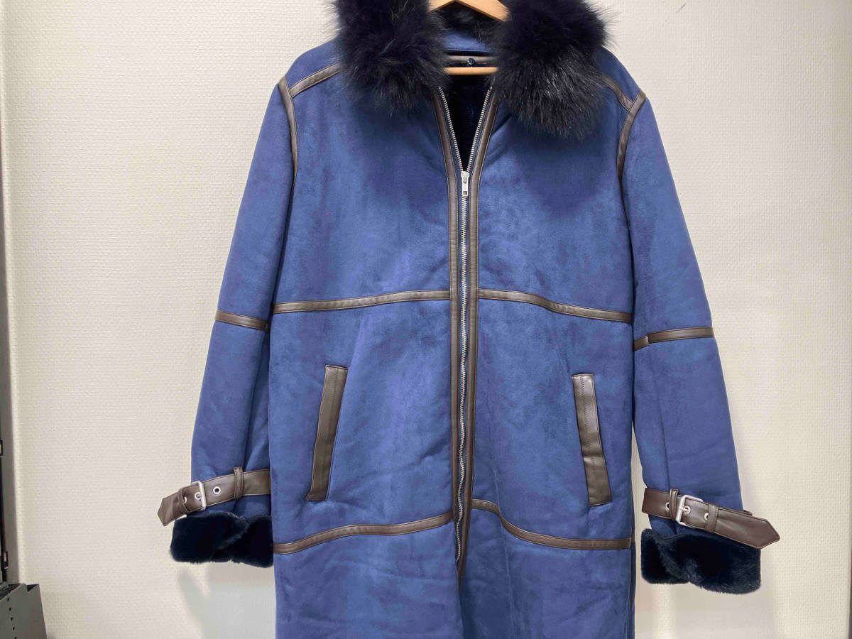  double standard closing SOV. FOX fur fake mouton coat mouton coat blue navy 0307-460-203