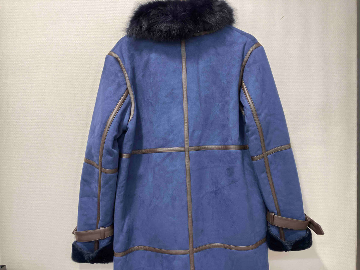  double standard closing SOV. FOX fur fake mouton coat mouton coat blue navy 0307-460-203