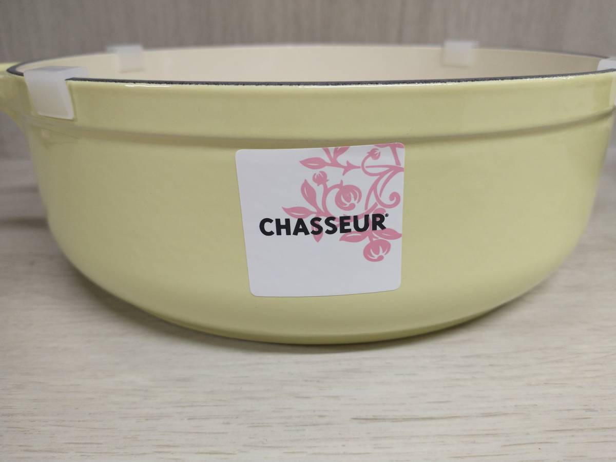 CHASSEUR シャスール ローキャセロール 20cm 鋳物ホーロー鍋 ほうろう なべ イエロー フランス製 箱付き 未使用 CH39020 店舗受取可_画像7