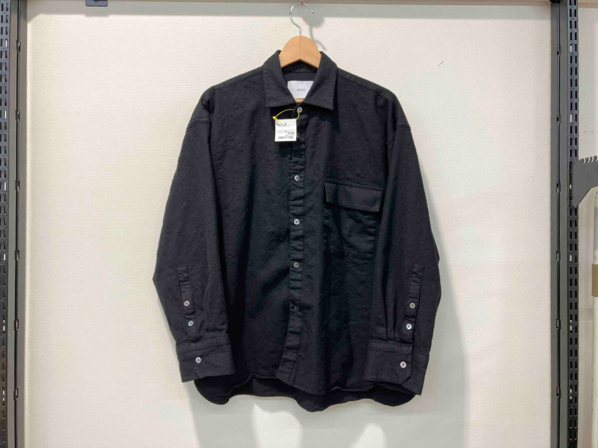 stein シュタイン OVERSIZED DOWN PAT SHIRT (WOOL) S ブラック ST.320-2 長袖シャツ SUPER120S ウール オーバーサイズ_画像1