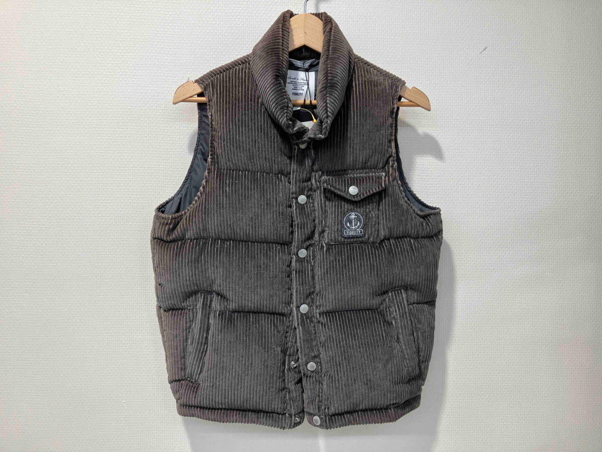 FIDELITY フィデリティ コーデュロイ ダウンベスト　DOWN VEST 5W CORDUROY グレー　メンズ XS_画像1