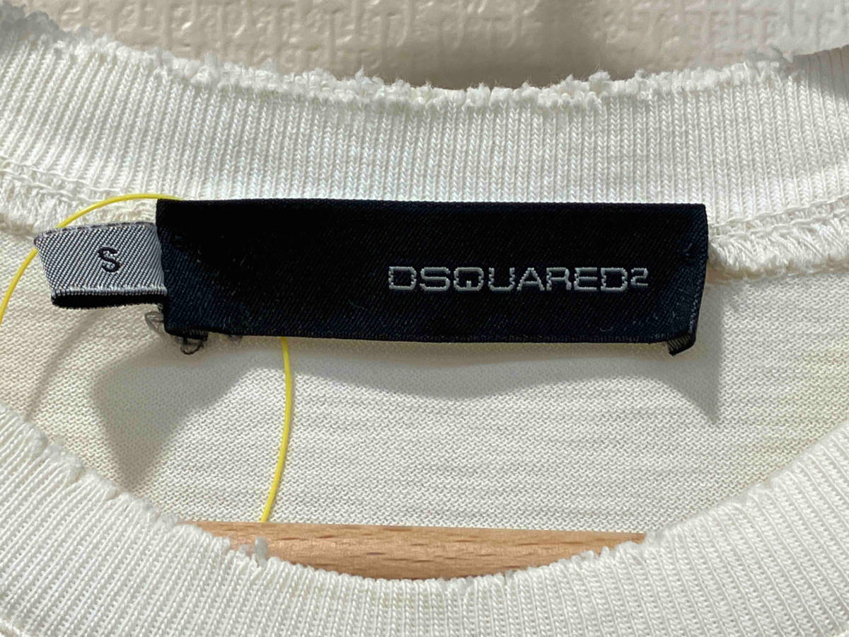 DSQUARED2 ディースクエアード 05SS ダメージ加工 半袖Tシャツ S ホワイト 白 コットン 綿 フロントプリント イタリア製_画像3