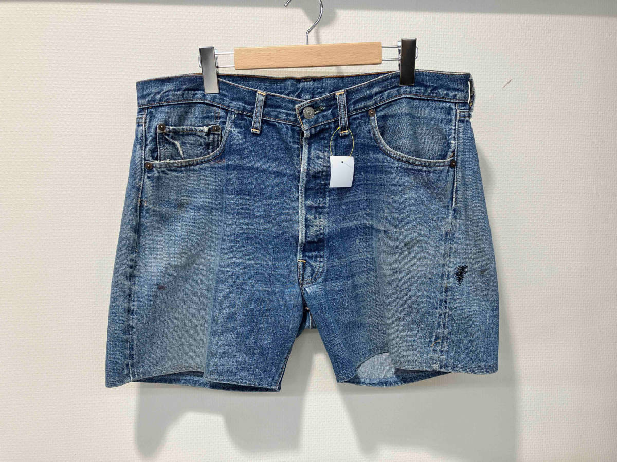 Levi's リーバイス 70s 66前期 刻印2 足長R 赤タブ欠損 裾リメイク ハーフジーンズ デニムパンツ 70年代 ヴィンテージ vintage リペア跡