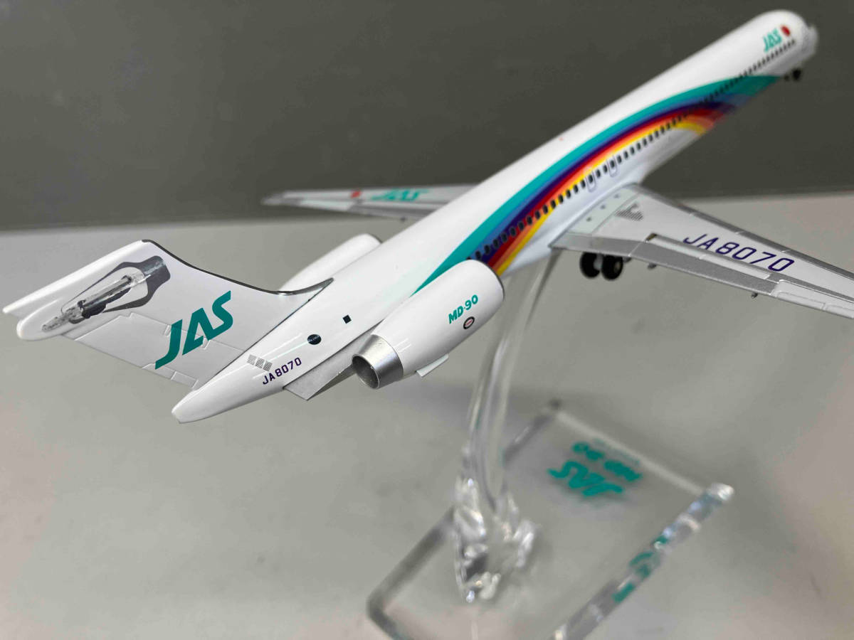  литье под давлением модель Hogan 1:200 MD-90 Rainbow цвет 7 серийный номер JAS JAL Japan Air System чёрный . Akira 1/200 модель 
