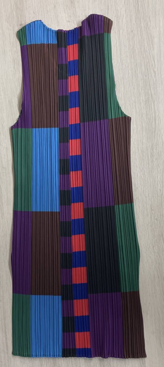 PLEATS PLEASE ISSEY MIYAKE プリーツプリーズ イッセイミヤケ ノースリーブワンピース ミニ丈 スリット [PP14-JK354] マルチカラー [3]_画像5