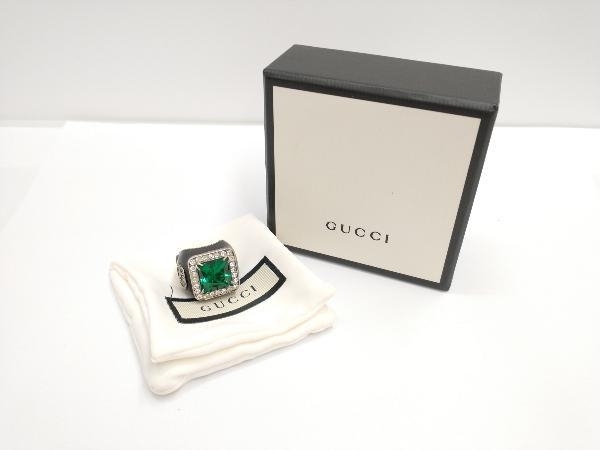 GUCCI グッチ SV シルバー クリスタルディティール リング 指輪 #11 箱有り_画像9