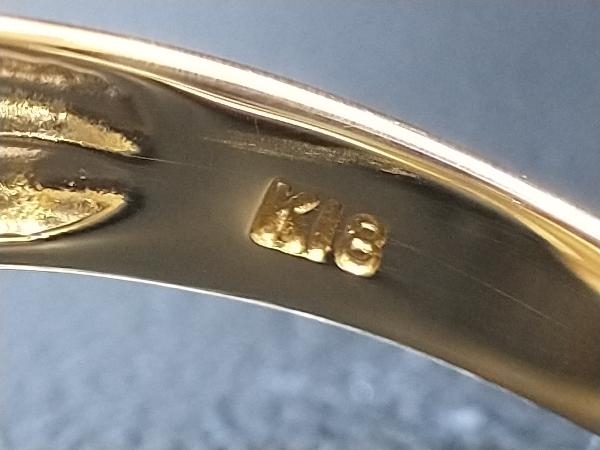 K18 18金 YG ダイヤモンド デザイン リング 指輪 イエローゴールド 2.2g D0.1ct #9.5 店舗受取可の画像4