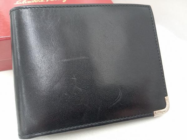 【Salvatore Ferragamo】 JL66 4036 折財布 財布 サルヴァトーレ フェラガモ ブラック メンズ 中古_傷あり