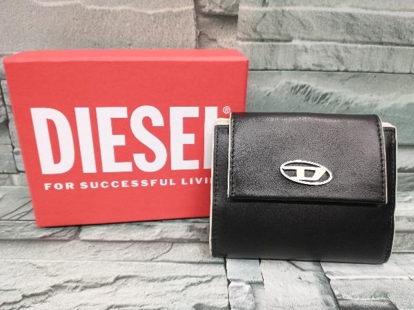 DIESEL/X09313/NAMID BI-FOLD COIN S/ディーゼル/二つ折り財布/ミニウォレット/レザー/Dロゴ/メンズ/レディース/ブラック