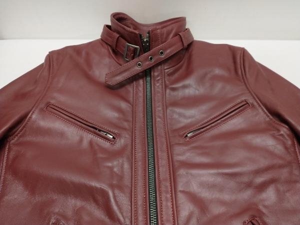 Liugoo Leathers リューグーレザーズ シングルライダースジャケット レザージャケット サイズM ボルドー系 メンズ通年 着脱ライナーあり_画像3