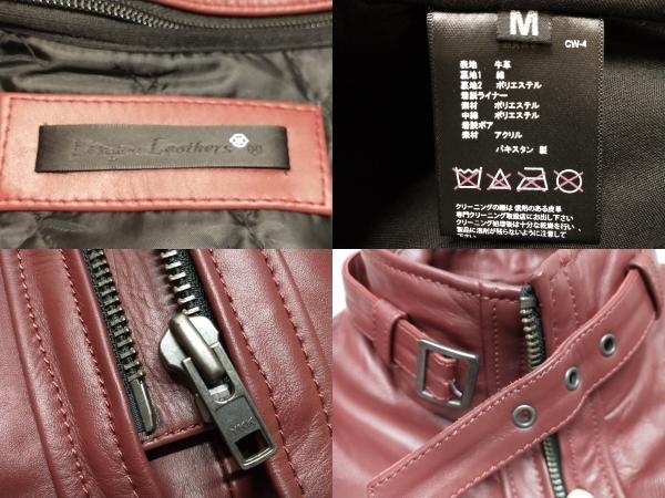 Liugoo Leathers リューグーレザーズ シングルライダースジャケット レザージャケット サイズM ボルドー系 メンズ通年 着脱ライナーあり_画像8