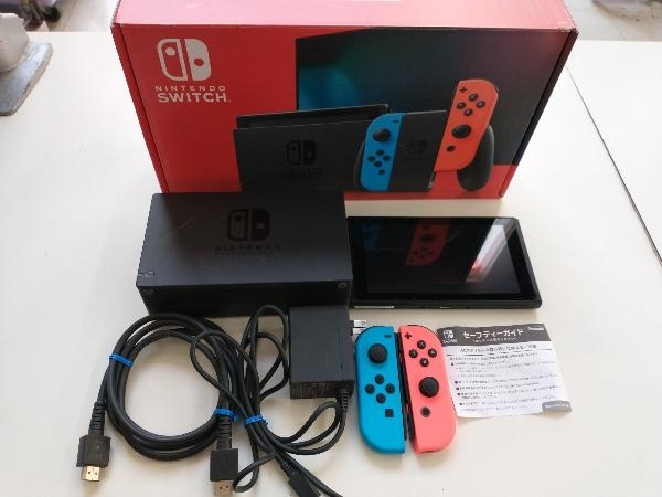 動作確認済 付属品欠品 内箱無し Nintendo Switch Joy-Con(L) ネオンブルー/(R) ネオンレッド(HADSKABAA)(バッテリー拡張モデル)