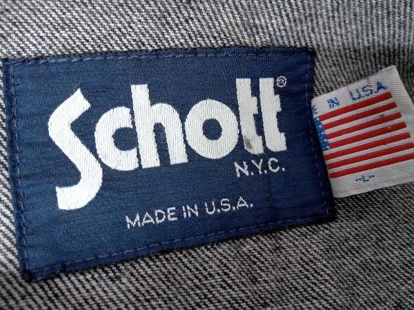 Schott デニムジャケット グレー メンズ L ショット MADE IN USA 刺繍 店舗受取可_画像6