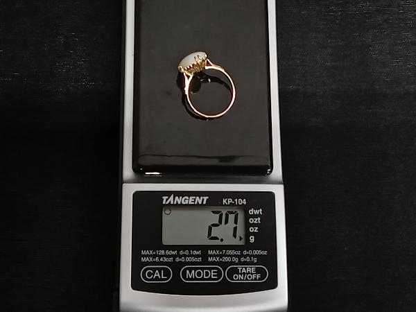 K18 イエローゴールド 天然ホワイトオパール ＃11 総重量2.7g リング 指輪 アクセサリー ソーティング付き_画像8