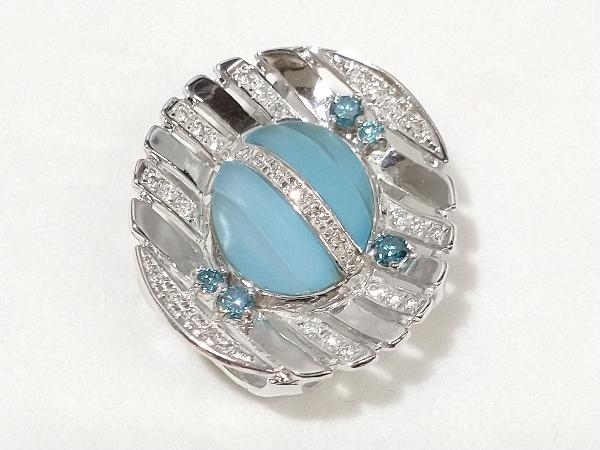 激安正規 【鑑別書付き】K18WG (総6.7g) トップ ネックレス ペンダント 3.97ct 水色石 0.46ct ダイヤ 天然 ダイヤモンド
