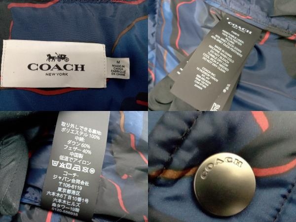 COACH F33815 down jacket size M with a hood .( removal un- possible ) coat blue × black × red 