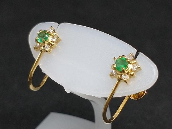 最高品質の 1.4g イヤリング カラーストーン グリーン K18 緑石 店舗受取可 ネジ式 ゴールド 18金 YG 18K 色石 その他