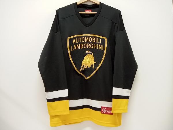 【現状品】Supreme Automobili Lamborghini Hockey Jersey 長袖Tシャツ Vネック メンズ Mサイズ ブラック 20SS_画像1