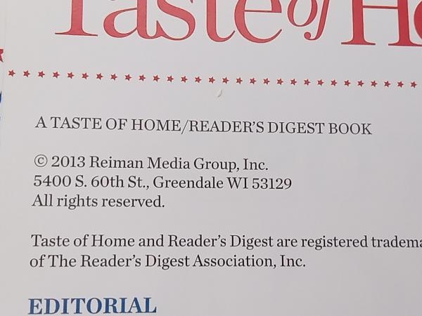  foreign book Recipes Across AMERICA Taste of HOME America region. recipe head office store receipt possible 