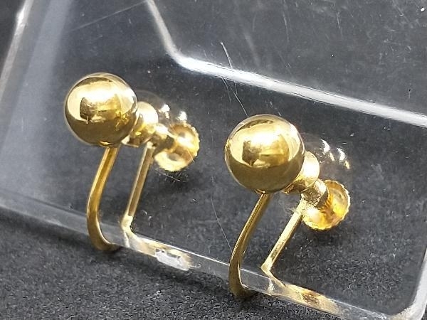 美品 YG 18K 5mm珠 イヤリング ボール K18 18金 店舗受取可 ネジ式