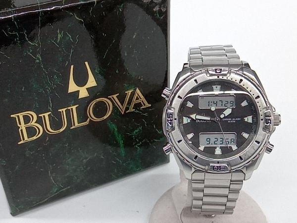 BULOVA　ブローバ　BVS204　電池式　クォーツ　クロノアラーム　グレー文字盤×シルバー　メンズ腕時計　箱付 店舗受取可