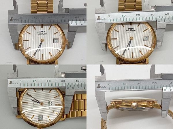 TECHNOS Tecnos T6C0584 PAPIDARY самозаводящиеся часы автоматический Date серебряный циферблат × Gold наручные часы магазин квитанция возможно 