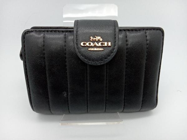 国内発送】 COACH C3454 キルティング ブラック 二つ折り財布 女性用