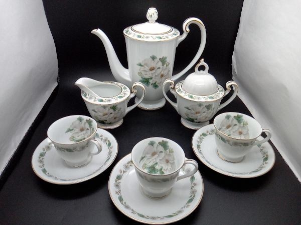 Noritake tea set [ pot * creamer * sugar pot * cup & saucer ×3 customer ]NIPPON TOKI KAISHA maru ki seal Noritake 1940 period 