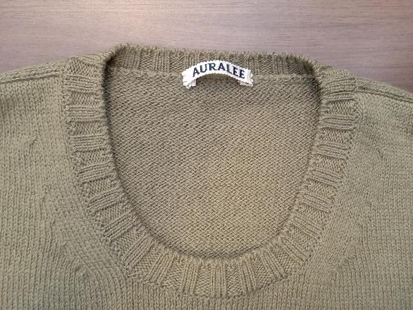 AURALEE オーラリー A8AP01WC 日本製 モスグリーン ウール100％ ニット 厚手 セーター 無地 サイズ5_画像4