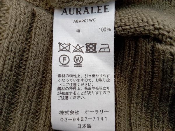 AURALEE オーラリー A8AP01WC 日本製 モスグリーン ウール100％ ニット 厚手 セーター 無地 サイズ5_画像6