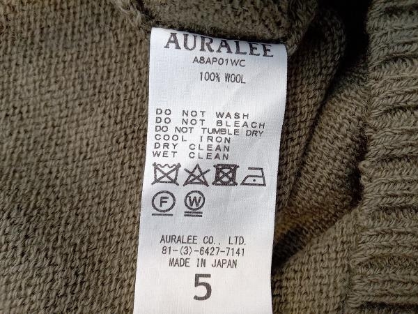 AURALEE オーラリー A8AP01WC 日本製 モスグリーン ウール100％ ニット 厚手 セーター 無地 サイズ5_画像7