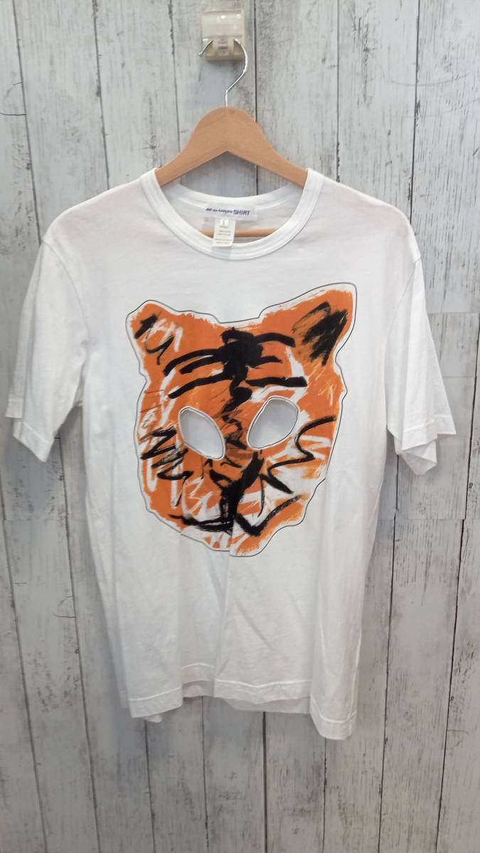 美品 COMME des GARCONS Tシャツ/ロンT コム デ ギャルソン SHIRT タイガー s27108 半袖Tシャツ ホワイト コットン L