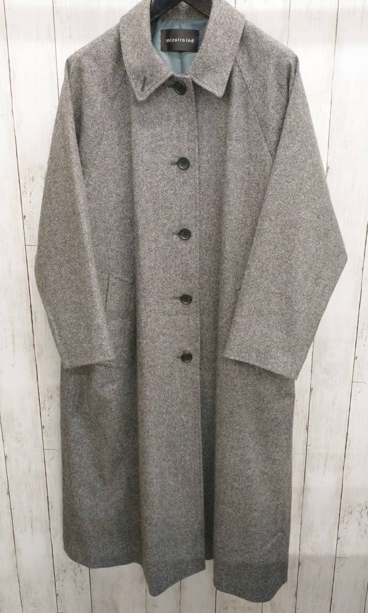 本命ギフト mizuiroind/ステンカラーコート/ミズイロインド/ロングコート/ウール/冬 Mサイズ 本命ギフト mizuiroind/ステンカラーコート/ミズイロインド/ロングコート/ウール/冬 Mサイズ