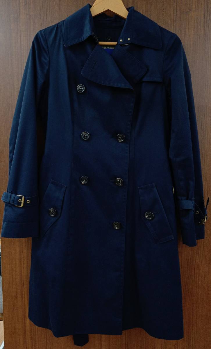 BURBERRY BLUE LABEL バーバリー ブルーレーベル E1A17-130-29／ライナー付 トレンチコート ネイビー 38サイズ Mサイズ相当 レディース