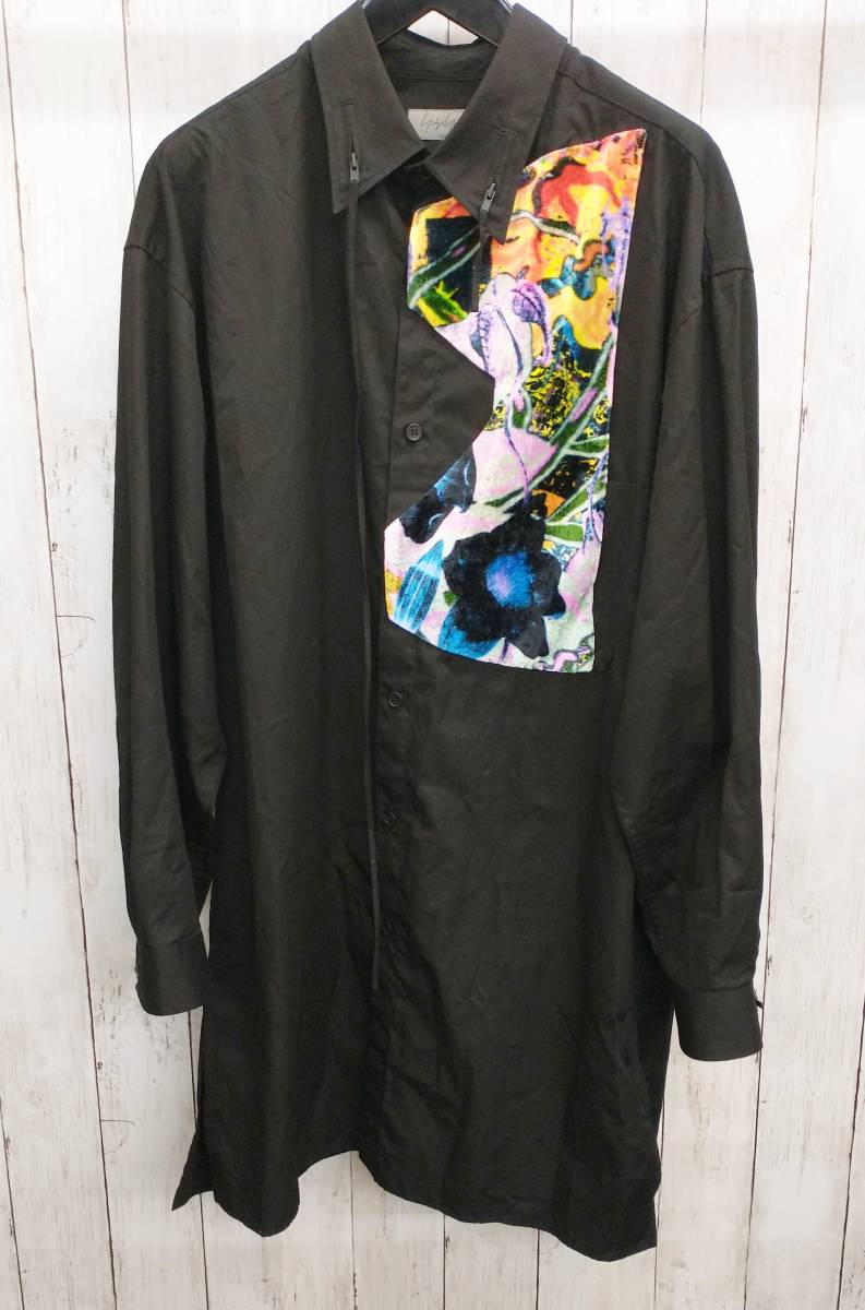 YOHJI YAMAMOTO POUR HOMME/ BROAD R-PATCHWORK/ 長袖シャツ/ヨウジヤマモトプールオム/ロングシャツ/HZ-B18-012/サイズ2/秋_画像1