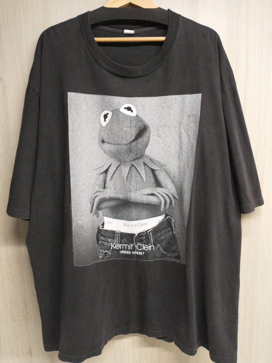 Changes 90s ヴィンテージ Kermit Clein UNDER WHERE? Tシャツ カーミット USA製 メンズ 2XL JIM HENSON フォトプリント シングルステッチ