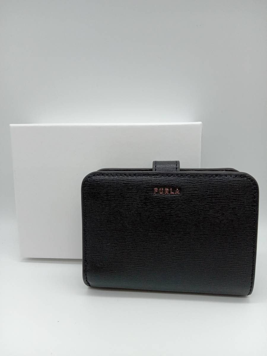 新品未使用◇フルラ FURLA レザー 二つ折り財布 ブラック バビロン-