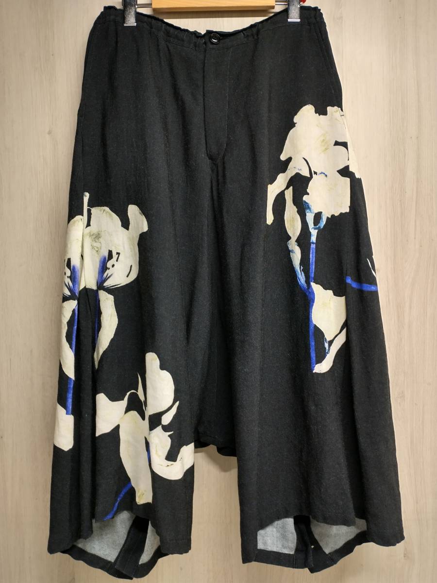 Y’s ワイズ Yohji Yamamoto YY-P24-122 ロングパンツ メンズ ブラック 花柄 華 2 日本製 店舗受取可