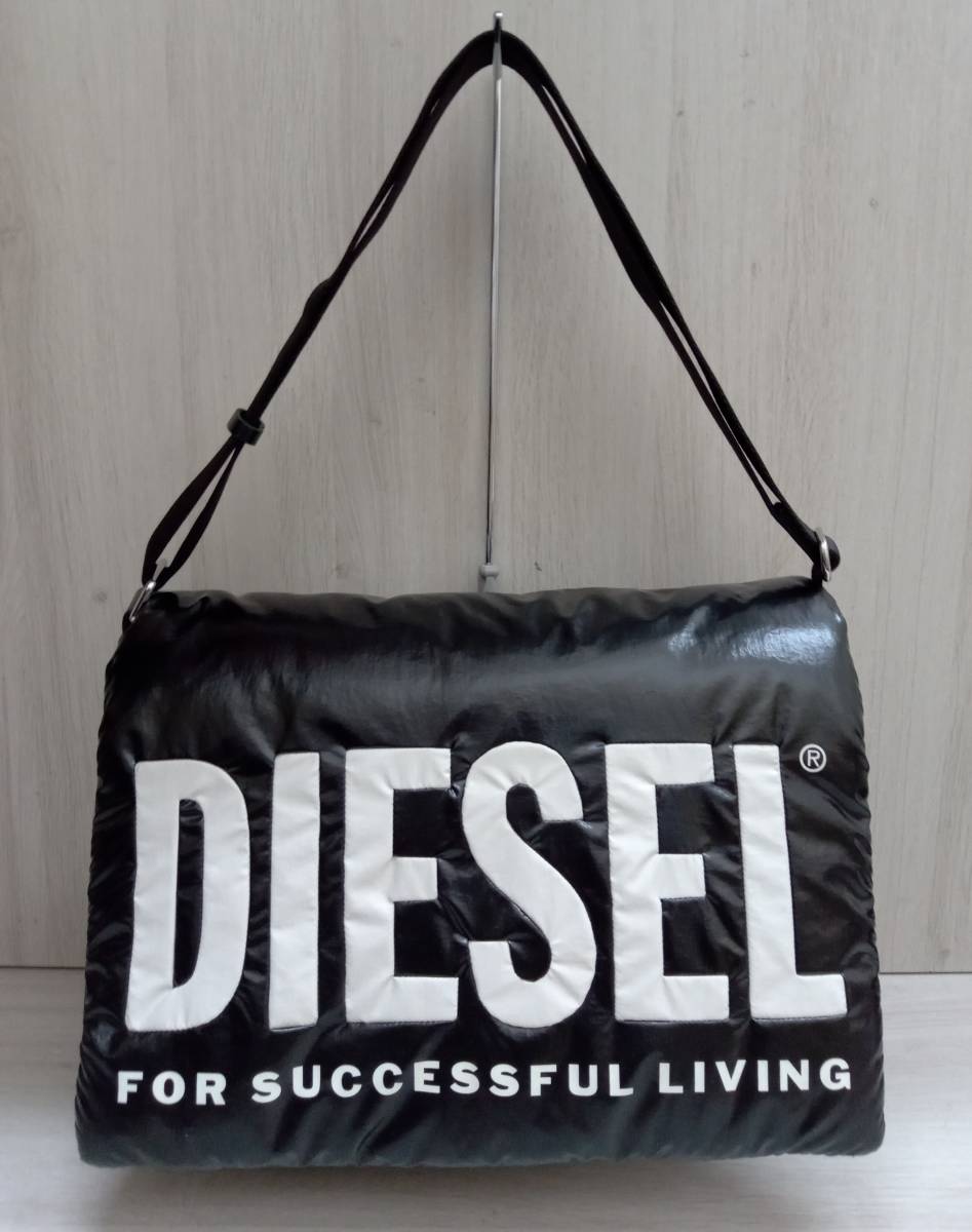 DIESEL ディーゼル ショルダーバッグ キャンバス レザー ブラック-