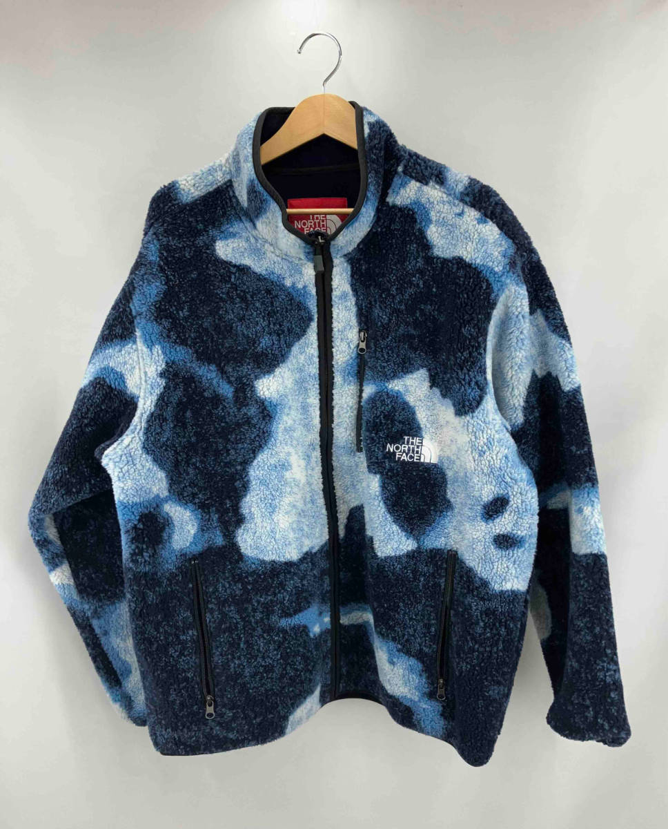 ★ THE NORTH FACE × Supreme ザノースフェイス×シュプリーム Bleached Denim Print Fleece Jacket フリースジャケット XL ブルー系 冬_画像1