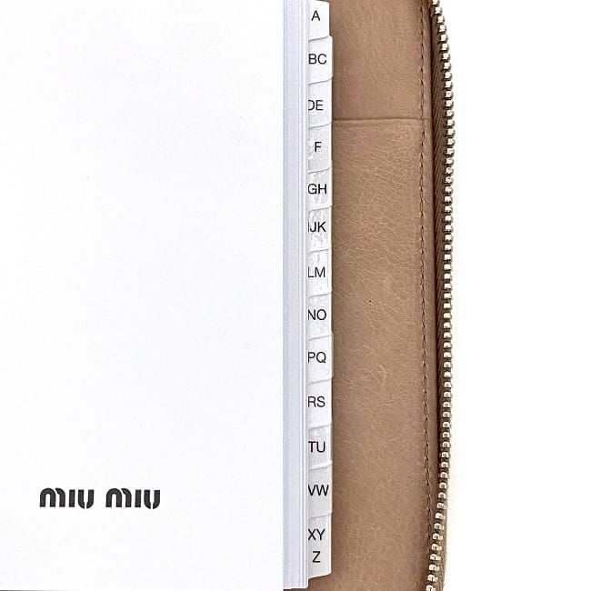 ミュウミュウ 手帳 ピンク シルバー ラインストーン 5A0129 美品 レザー 中古 miu miu ファスナー ハート_画像6