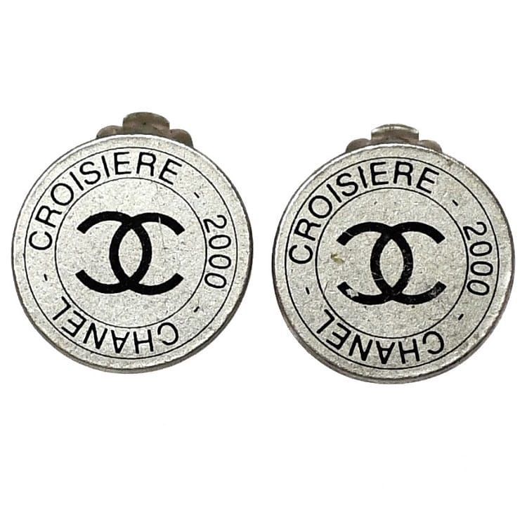 シャネル イヤリング シルバー ブラック CROISIERE 美品 メタル 中古 00 C CHANEL アクセサリー