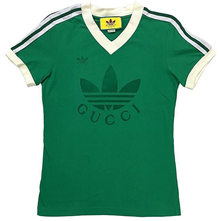  Gucci Adidas T-shirt green white to ref . il 693636 have been cleaned S size beautiful goods cotton 