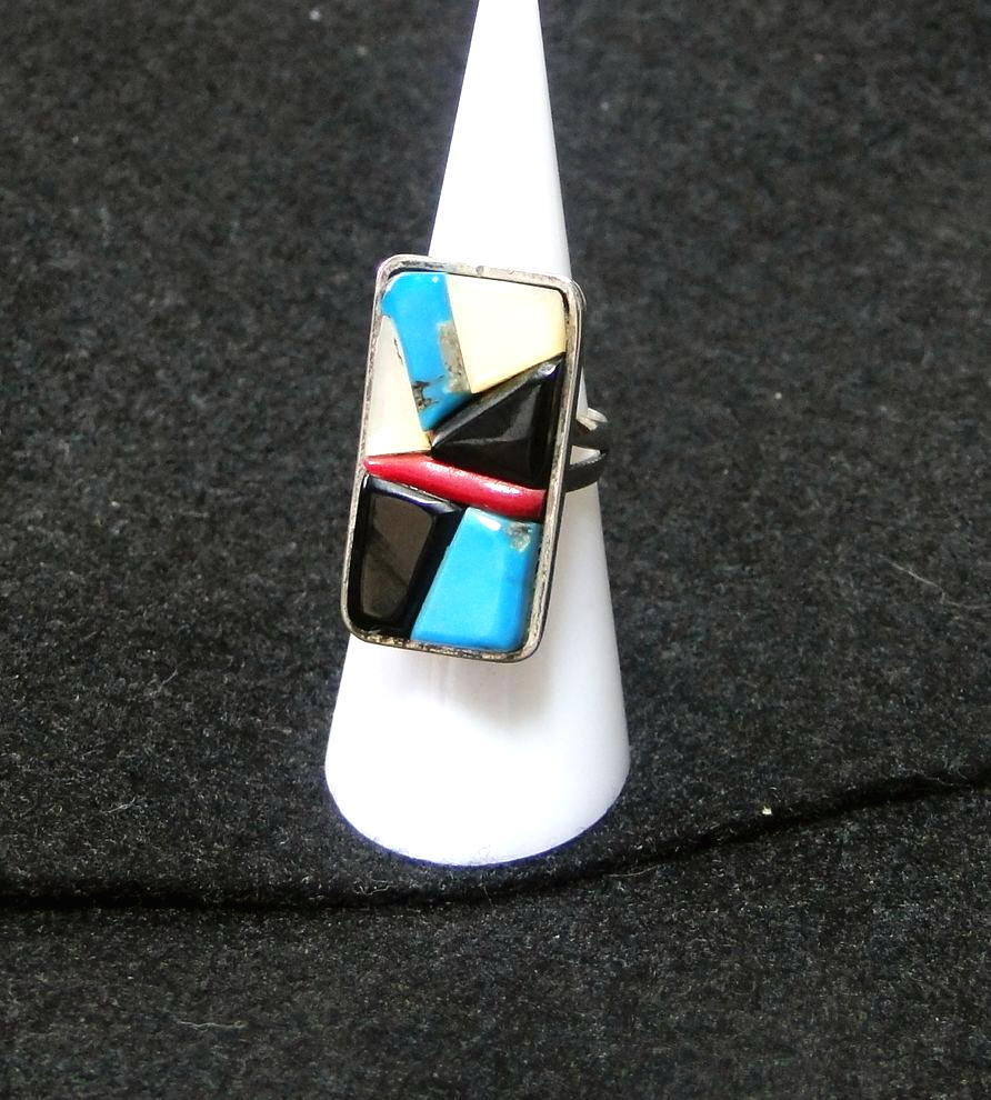 80's ズニ族 11号 インレイ WP作 Zuni Inlay Handmade Ring ビンテージ 送料込_画像1