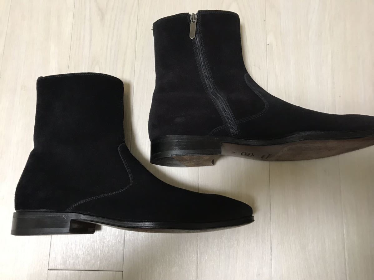 *[ beautiful goods ]UNITED ARROWS United Arrows / suede side Zip boots BLACK 6 Italy made 