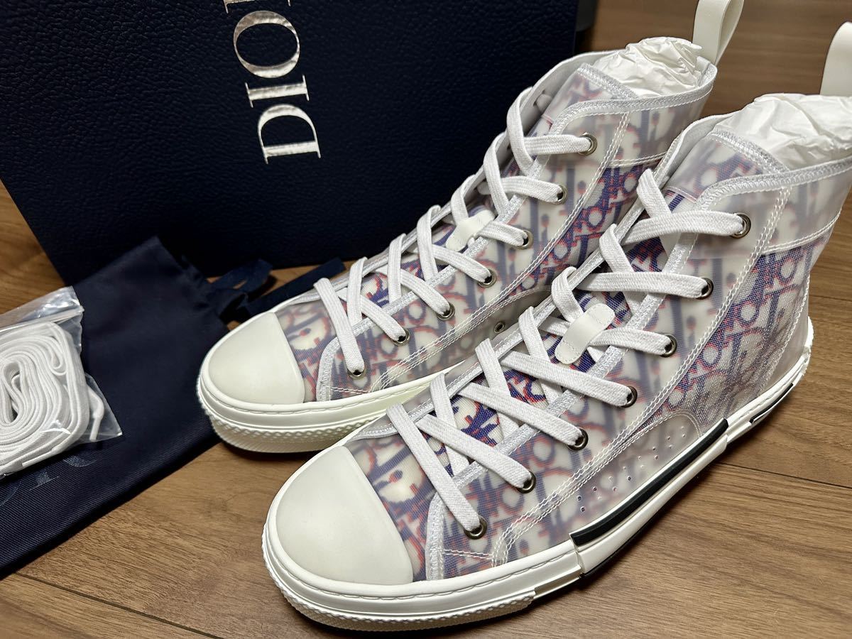 新品 DIOR B23 ハイトップスニーカー ブラック ブルー×レッド42 26