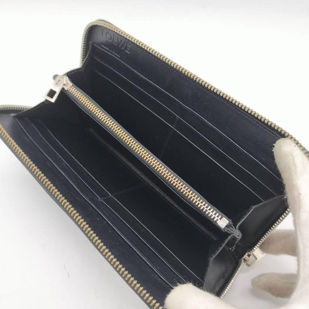 【美品】ロエベ LOEWE 長財布 アナグラム ラウンドジップ ビッグロゴ ラウンドファスナー レザー ブラック 黒 デカロゴ シルバー金具 【美品】ロエベ LOEWE 長財布 アナグラム ラウンドジップ ビッグロゴ ラウンドファスナー レザー ブラック 黒 デカロゴ シルバー金具